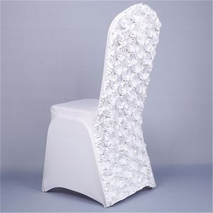 Nouvelle chaise de mariage extensible couvre avec fleur rose solide blanc rouge housse de chaise en spandex pour hôtel banquet fête maison textile T200601