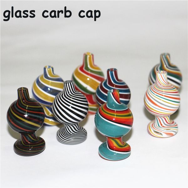 Fumar Stripe Clear Glass Bubble Carb Cap colorido Caps Suitfor XL Quartz Banger Nails Bongs Dab herramienta