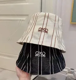 Nouveau chapeau seau en lin rayé léger décontracté polyvalent casquette pour couples simplicité avancée