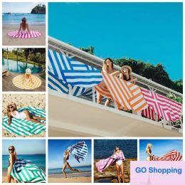 Nouveau rayé imprimé serviette de plage voyage bain séchage sport natation bain corps Yoga tapis rayure serviettes de plage