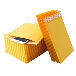 Nieuwe sterke plakkerigheid gele kraft papieren bubbel enveloppen tassen sieraden accessoires mailing verpakking benodigdheden beveiligingszak