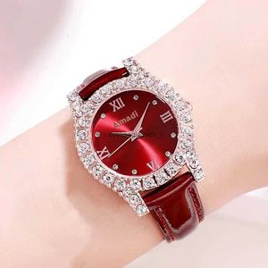 Nieuwe student Fashion Sun Patroon Dames Watch Trend Water Diamant Bright Lederen Strap Casual veelzijdige kwarts