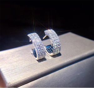 Nieuwe prachtige luxe sieraden 925 sterling zilver pave witte saffier CZ diamanten edelstenen populaire dame vrouwen clip oorbel manchet 5093407