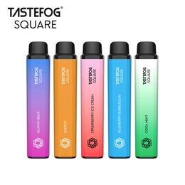 Nouveau style 100% original Tastefog Square 3500Puff Stylo Vape jetable 10 ml 2% 650mAh Batterie rechargeable 10 saveurs de fruits Prix de gros