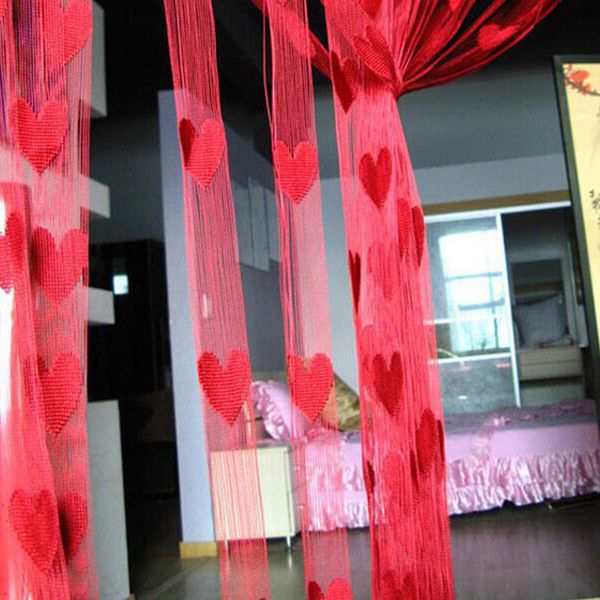 Nouveau style 100x200cm rideau de motif de coeur pour le salon chambre à coucher la fenêtre de porte cantonnière écharpe mariage décoration de maison de bricolage