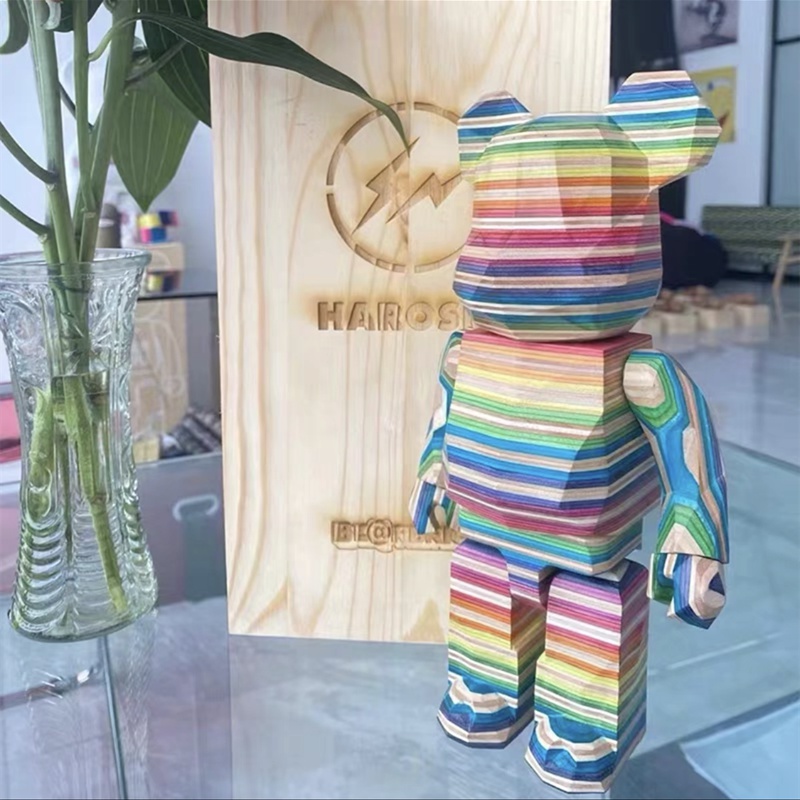 New style 400% The Bearbrick Rainbow Wooden Bear haroshi vertical Wood Building Block Bear Art Work model decoration toys gift