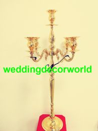 Nouveau style 60 à 98 cm de haut 5 bras en métal doré bougeoir en cristal de mariage candélabre table pièce maîtresse événement route plomb bougeoir decor371