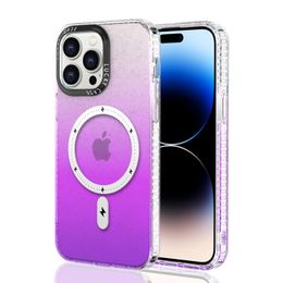 Nieuwe Stijl Anti val Magnetische vrouwelijke Geleidelijke ster glitter poeder is geschikt Case Voor iPhone 15 14 13 12 Pro max Plus