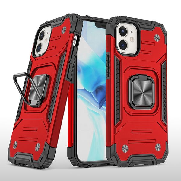 Capas de telefone anti-choque projetadas pela Amytor para iPhone 15 14 13 12 11 Pro Max XR XS Max 678p Capa protetora de armadura com suporte magnético de anel de montagem para carro