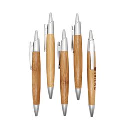 Nuevo estilo de bambú publicidad de madera de madera de lápiz Pen Pen Office Wring Stationery Ball Pens puede personalizar el logotipo