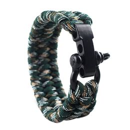 Nieuwe mode mannen en dames handgemaakte kleurrijke paracord binding armband geweven roestvrij staal gesp armbanden te koop
