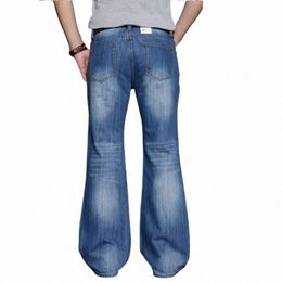 Nuevo estilo Big Horn Jeans Pantalones de campana para hombres Lg Jean Pantalones Estilo coreano Pantalones de mezclilla de pierna ancha sueltos Hombres Bootcut Jeans e91Y #
