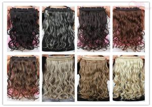 Nouveau style clip blond dans les extensions de cheveux 130g cheveux synthétiques ondulés bouclés épais une pièce pour toute la tête Excellente quali3692937