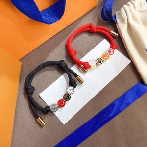 Nieuwe Stijl Armbanden Vrouwen Bangle Designer Brief Sieraden Zwart Rood Handgemaakte Geweven Touw 18K Vergulde Roestvrijstalen Polsband manchet Mode-sieraden Accessoires