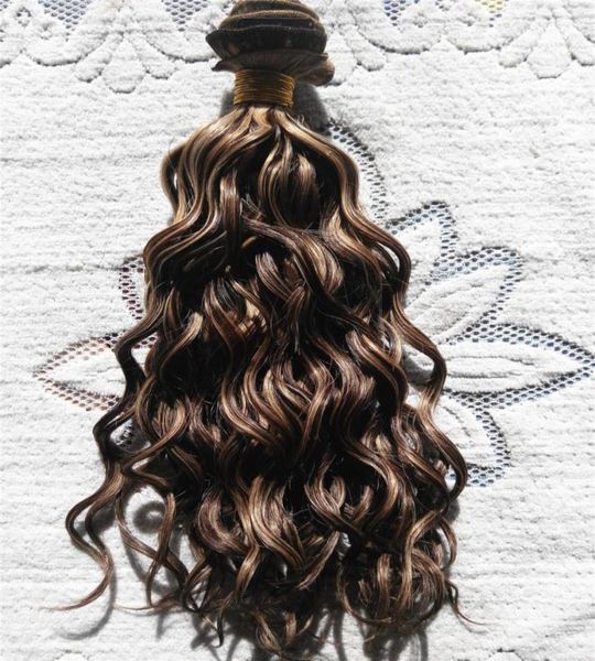 Nouveau style brésilien vierge humaine profonde cheveux bouclés trame clip dans les extensions non transformées F427 Fbrownbonde couleur 9 pièces 1set5708686