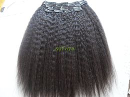 nuevo estilo brasileño remy virginal humano rizado pelo staight clip de la trama de las extensiones de color rubio 9 piezas un juego