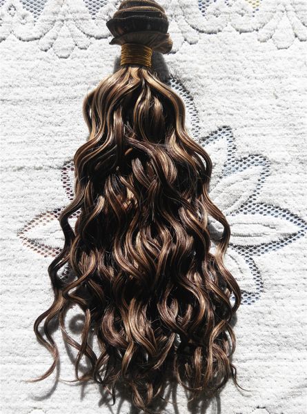 Nouveau style brésilien vierge humaine profonde bouclés trame de cheveux clip dans les extensions non transformés F4/27 # Fbrown/bonde couleur 9 pièces 1 ensemble