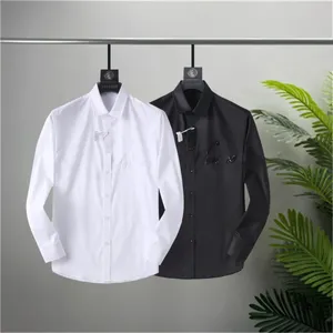 Nieuwe herenontwerper Twist Button Shirt Fashion Casual lange mouwen Polo Shirt Brand Slim Fit luxe shirt Silk Designer T-shirt M-3XL # YYJ44