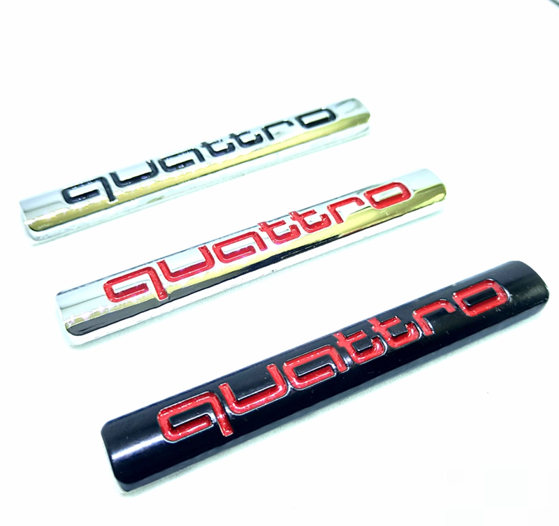 New Style Car Quattro Logo Sticker Quattro Badge Chrome Accessories For AUDI A3 A4 A5 A6 A7 A8 S3 S4 S5 S6 Q3 Q5 Q7 TT R8 RS