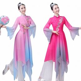 Nouveau style chinois Yangko s danse élégante s danse carrée moderne folk classique fan dance hanfu performance s A5fj #