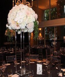 Nieuwe stijl helder hoog bruiloft acryl kristal tafel middelpunt bruiloft kolommen bloemenstandaard voor tafeldecoratie 9301095