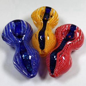 Nouveau Style Coloré Pyrex Tuyaux En Verre Épais À La Main Portable Filtre Sec Herb Tabac Cuillère Bol Fumer Bong Titulaire Innovant Pipe À Eau Main Tube DHL