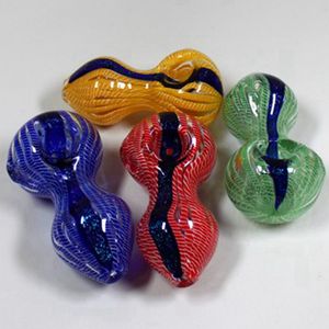 Nouveau Style Coloré Pyrex Tuyaux En Verre Épais À La Main Filtre Portable Herbe Sèche Tabac Cuillère Bol Fumer Bong Titulaire Innovant Pipe À Eau Main Tube