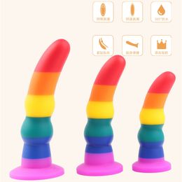 NIEUWE Stijl Kleurrijke Siliconen Dildo Met Zuignap Grote Geknoopte Anale sexy Speelgoed Vrouwelijke Masturberen Nep Penis