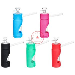 Nuevo estilo Colorido Funda de silicona Fumar Bong Pipas Kit Portátil Innovador Viaje Botella de vidrio Filtro burbujeador Mango de tabaco Embudo Tazón Soporte para pipa de agua DHL