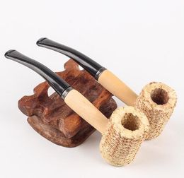 Nuevo estilo Material de mazorca de maíz Pipas de humo de tabaco para cigarrillos Tubo de filtro recto de 140 mm Buena disipación de calor Boquilla Accesorios para fumar