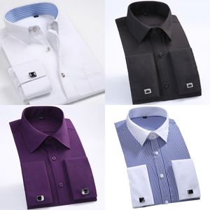Nieuwe Stijl Katoen Wit Mannen Bruiloft/Prom/Diner Bruidegom Shirts Dragen Bruidegom Man Shirt Klassieke Gestreepte Mannen Overhemden (37--46)