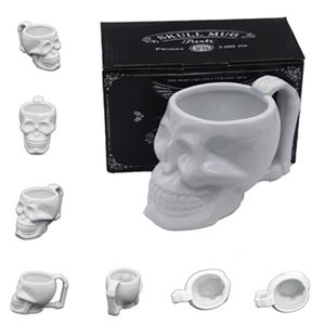 Nouveau style créatif en céramique blanche avec poignée crâne marque tasses tête fantôme en céramique lait café tasses tasse fête petit cadeau T9I00116