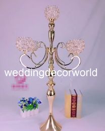 Nieuwe stijl Crystal 5arm Candelabra kroonluchter votive kaarshouder bruiloft middelpunt lang - zilver goud decor0806