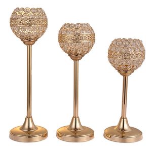 Nieuwe stijl Crystal Candle Houders Stand Metalen Pillar Candlesticks Set Vaderdag Vakantie Decoratie Tafel Centrum Candelabra Best0782