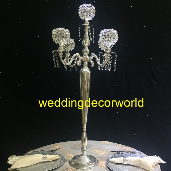 Centres de table de vase en cristal de nouveau style pour la décoration de table de mariage, décor de support de fleur de mariage 01047