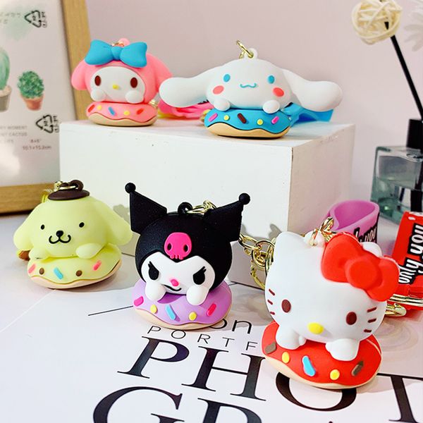 Nouveau style mignon melo beignet tikkulomi kt keychain pendent figure cartoon voitures clés de chaîne de clé accessoire sac pendentif petit cadeau