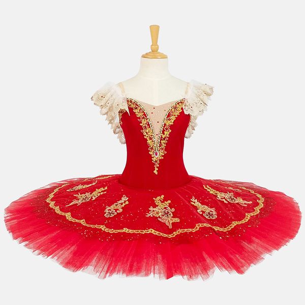 Nouveau Style Dancewear Pour Enfant Noir Classique Fée À Manches Longues Robe Ballet Costumes Usine Porter Genou Sur Tutu Justaucorps Rouge