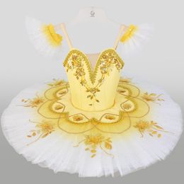 Nieuwe stijl Dancewear voor Kid Black Red Factory Wear Knie Classical Fairy Dress Ballet -kostuums op Tutu Lotard Yellow