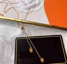 Nieuw stijl Designer merk dubbele letter hang ketting voortreffelijk 18k goudplaten lange kwast ketting claviculaire ketting meisje Valentijnsdag bruiloft jewerlry