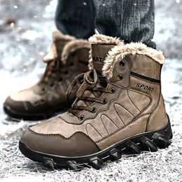 Nouveau style Designer en cuir véritable botte de neige mode hommes bottes noir marron plus velours chaussures chaudes hommes baskets baskets bottes chaussures de marche antidérapantes en plein air