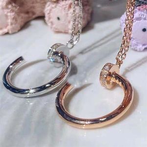 Nieuwe stijl diamanten gouden zilveren hanger ketting voor mannen en vrouwen mode-ontwerper ontwerp roestvrijstalen nagel sieraden1863