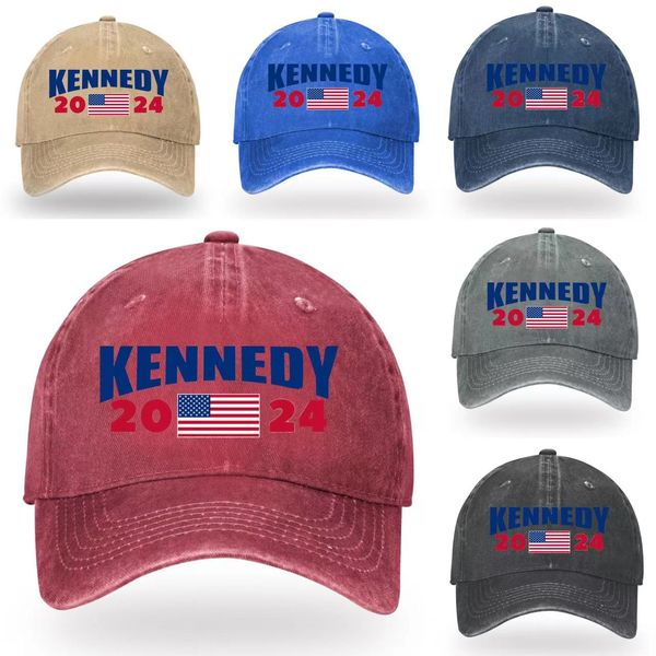 Nuevo estilo Kennedy 2024 gorra de béisbol lavada desgastada al aire libre Kennedy presidente elección sombrero sombreros de fiesta C236