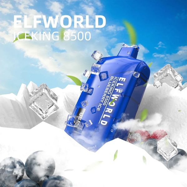 Nouveau style Elfworld Ice King 8500bouffées avec affichage Kit de cigarettes électroniques jetables 550mAh Ecigs Vaporisateur Pod Stylo En Gros i Vape