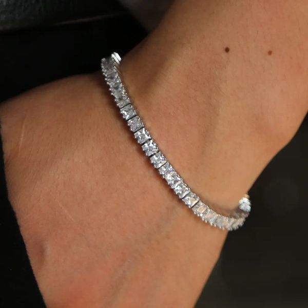 nouveau style fashioh hip hop 5mm cz designer tennis bracelet perles de zircon hommes bracelet chaînes brin bracelets pour femmes pulseiras bijoux argent cristal bracelets