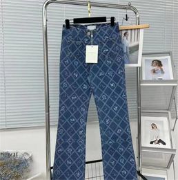 Jean à fleurs bleu clair délavé pour femmes, nouveau style, Design de mode, taille haute, Slim, boutonné, pantalon en Denim