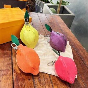 Nieuwe stijl Fashion Lemon Pendant Coin Portemones Unisex Designer Accessories Key Chain Change Purse Purse Classic Printing Leather Handtas CA243C