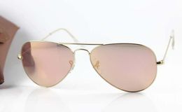 Nieuwe Stijl Mode Pilot Zonnebril Heren Dames Merk Luxe CA3025 Bril Gouden Frame Brillen Roze Spiegel Lens 58mm3823922