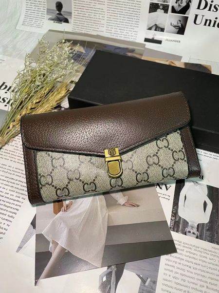Nouveau style de mode femmes portefeuille portefeuille en cuir PU portefeuilles simples dame dames long sac à main classique avec carte avec boîte Long Wallets
