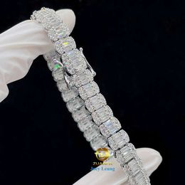 Nieuwe stijl fijne sieraden 8 mm breedte VVS Moissanite Diamond Sier Iced Out Tennis Bracelet Baguette