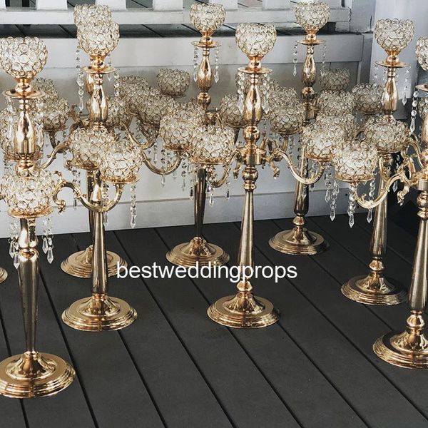 Nouveau style fleur bol haut candélabres en cristal cristaux table centres de mariage best01236
